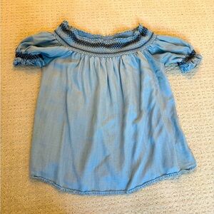 Boutique Brand Women’s M Denim Off The Shoulder Puff Sleeve Top